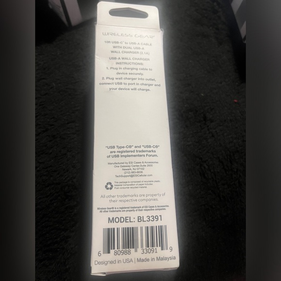 Wireless Gear Micro USB-C Devices ( 10’ cable and Wall charger ) White - Picture 4 of 5